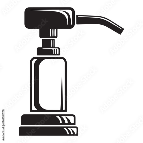 Simple black and white hand soap dispenser illustration for bathroom or kitchen hygiene
