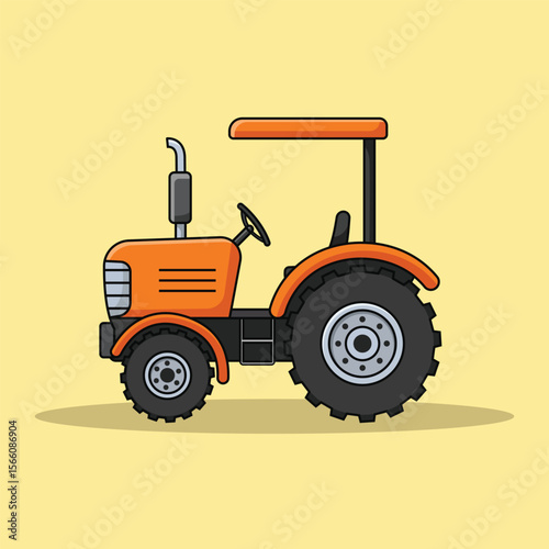 Tractor Farmer Cartoon Vector Icon Illustration. Transportation Vehicle Icon Concept Isolated Premium Vector. Flat Cartoon Styl