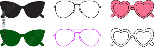 Sunglasses vector set fashion eyewear collection of stylish shades for summer sun protection and style