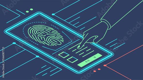 Biometric Fingerprint Authentication on Digital Tablet for Secure Access and Data Protection. Modern Cybersecurity and Identity Verification Techno...
