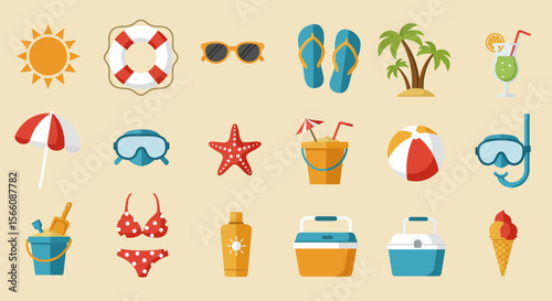 summer icons set