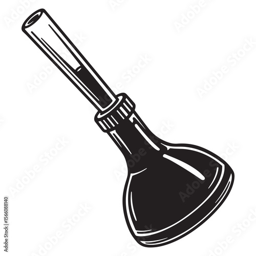 Vector illustration of a simple black and white laboratory erlenmeyer flask