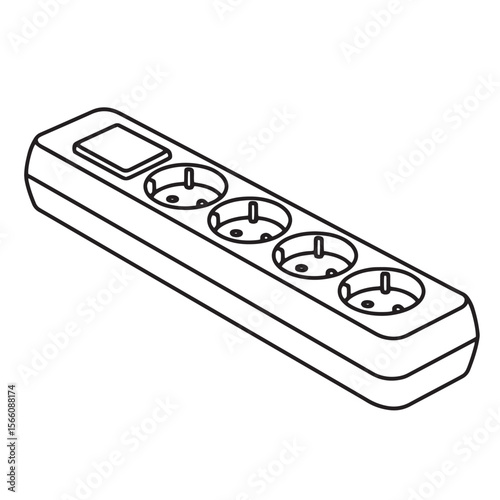Vector outline of a power strip with multiple sockets for electrical devices