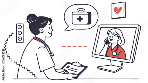 Telemedicine Consultation: Female Doctor Providing Online Medical Care and Remote Support via Digital Platform