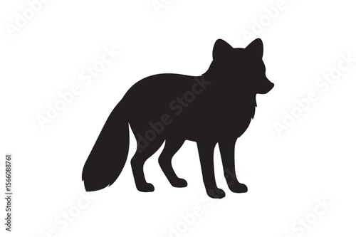 arctic fox silhouette vector art illustration on white background