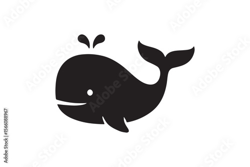 arctic whale silhouette vector art illustration on white background