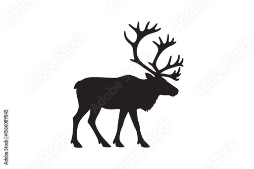 caribou silhouette vector art illustration on white background