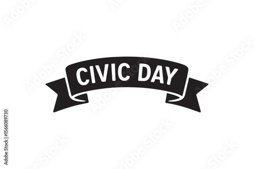 civic day banner silhouette vector art illustration on white background
