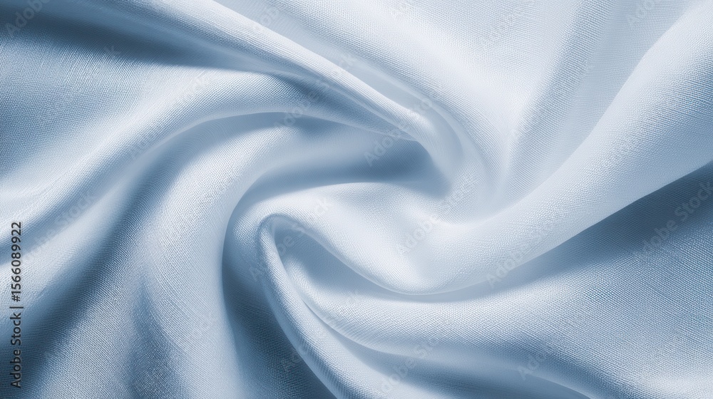 Naklejka premium Smooth, light blue satin fabric draping elegantly, creating soft folds and textures