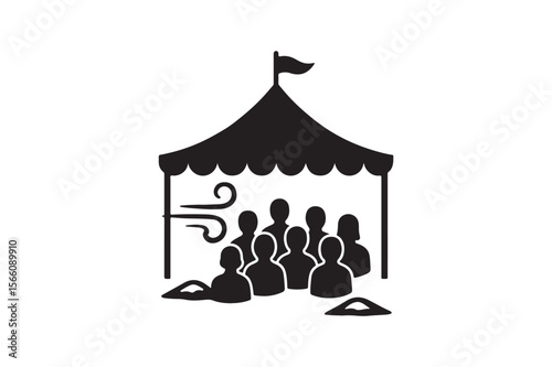community festival tent silhouette vector art illustration on white background