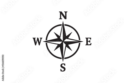 compass direction symbol silhouette vector art illustration on white background