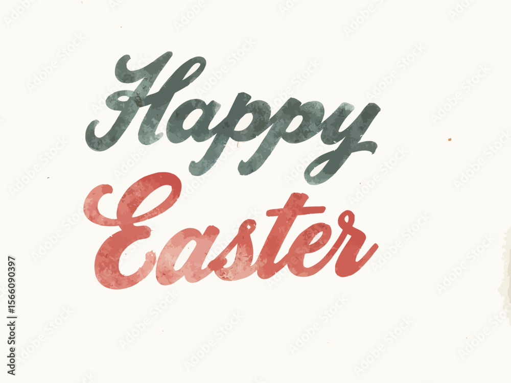 Obraz premium Happy on top, elegant script font Easter below, retro 80s and 90s style