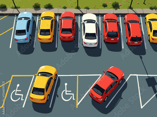  Carpark with disabled parking lots, places