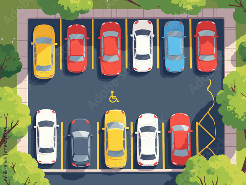  Carpark with disabled parking lots, places