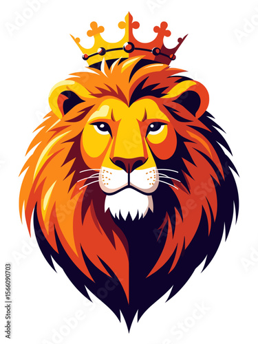 lion with a royal crown, emotional expression with subtle tears, rich golden mane, regal and noble look