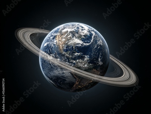 Earth with saturn like rings generated image