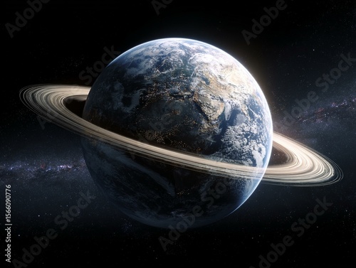 Earth with saturn like rings generated image