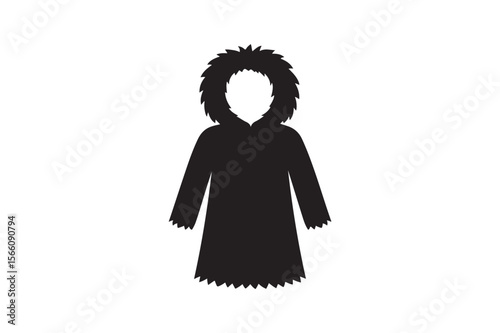 fur parka silhouette vector art illustration on white background