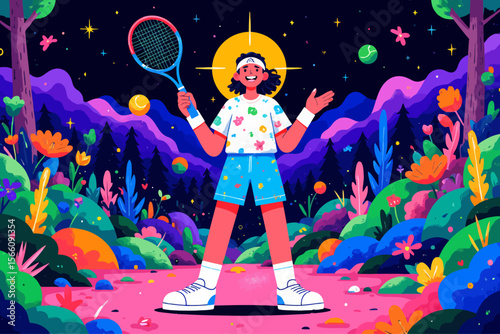 tennis player with influences of sacred geometry and psychedelic plant medicine