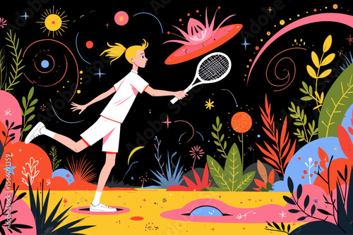 tennis player with influences of sacred geometry and psychedelic plant medicine