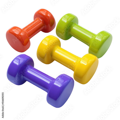 Colorful dumbbells arranged (2)