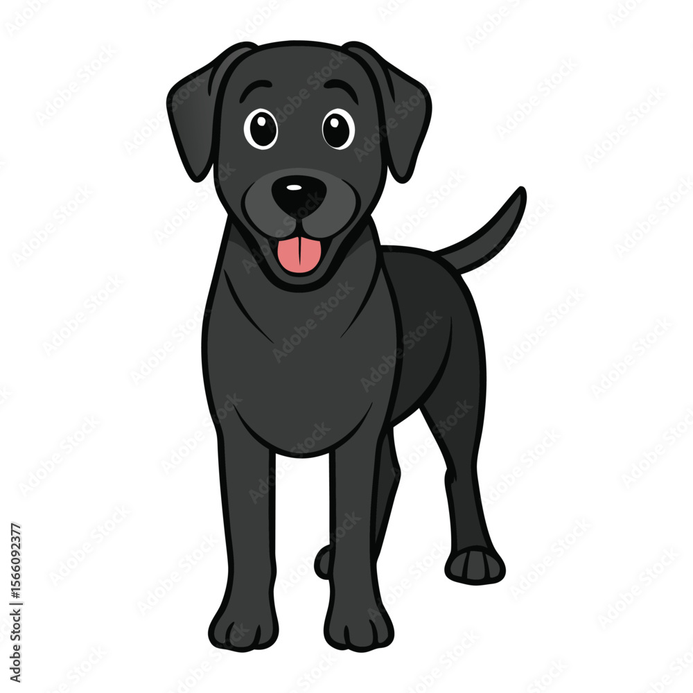 Fototapeta premium A black Labrador Retriever is a friendly, intelligent, and loyal dog with a shiny black coat, known for its gentle nature, strong build, and excellent retrieving skills. 