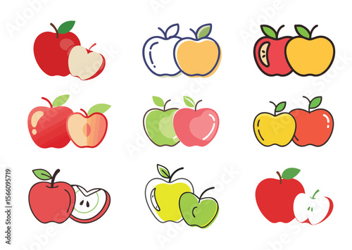 Apple Vector, Apple Icon Illustration Set