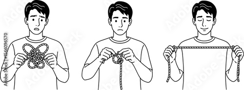 How to untie a knot guide step by step tutorial for beginners easy rope knot solution illustration vector illustration
