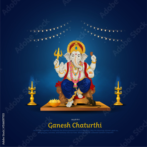 Creative illustration of Lord Ganpati background for Happy Ganesh Chaturthi. festival of India.