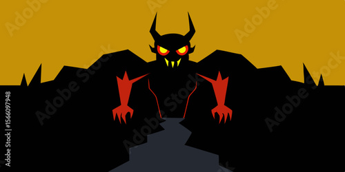 A Demon Emerging From A Crack In The Earth In A Forgotten Forest