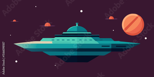 Sci Fi Prison Ship Drifting Silently Through Space