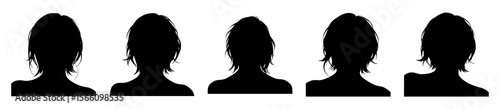 Silhouette of women with different hairstyles and shoulder views