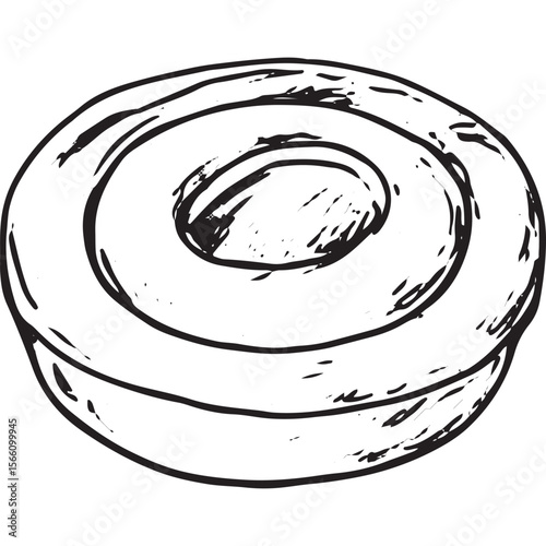 Hand-drawn Danish pastry sketch, ideal for bakery designs, with elegant lines for creative dessert art