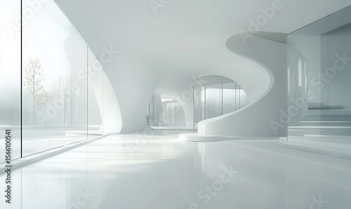 transparent architecture, soft curves, white spaces, glass and light play, SANAA style 