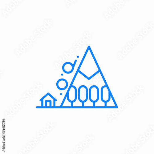 landslide rocks mountains icon sign vector