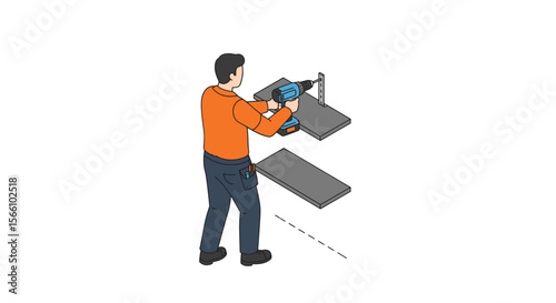 Diy woodworking concept vector illustration for home improvement design in isometric style