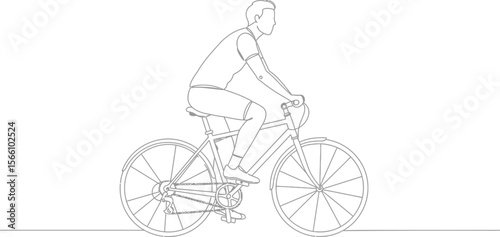 Continuous line drawing of cyclist riding bicycle for fitness and healthy lifestyle concept vector design vector illustration