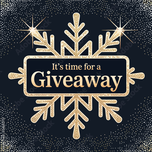 Snowflake vector design with gold giveaway. Ideal for winter promotions, festive events, holiday advertisements, and seasonal graphics with a sparkly theme.
