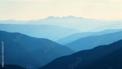 Layered Mountain Range with Ethereal Light and Tranquil Depth