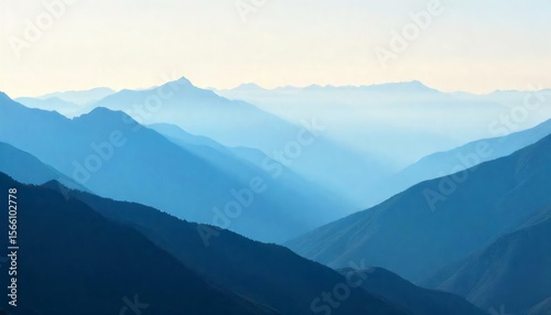 Dreamy Mountain Peaks with Soft Atmospheric Light and Calming Vistas