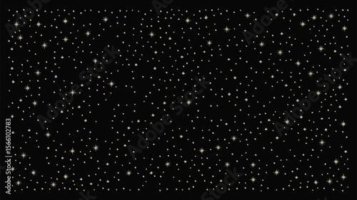 Snowflake vector with scattered white lights like stars on black background, creating a sparkling winter scene. Suitable for holiday designs.