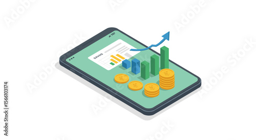 Financial growth vector illustration: isometric design for digital finance applications