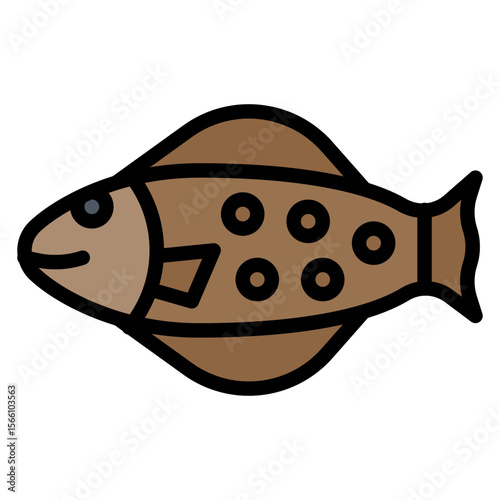 Halibut icon vector image. Can be used for Fish and Seafood.