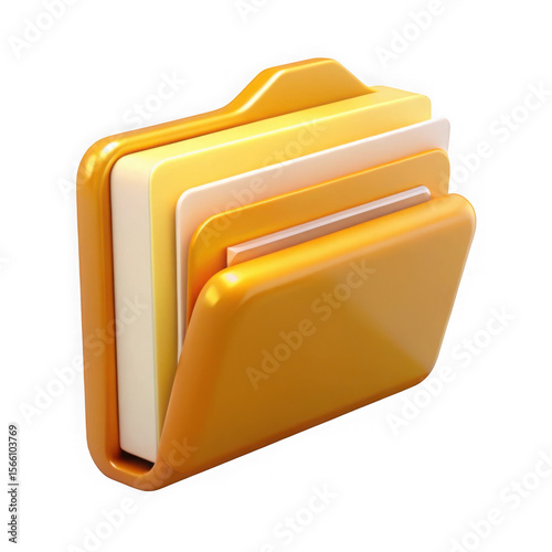 Golden file folder icon isolated on transparent background