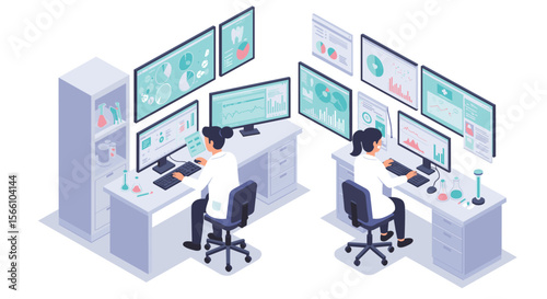 Wallpaper Mural Laboratory research analysis vector illustration – modern isometric style for educational design Torontodigital.ca
