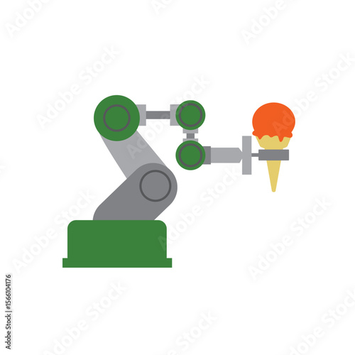 Robotic arm service a delicious strawberry ice cream, food and robotics concept