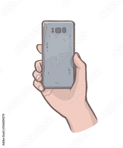 A hand holding an old mobile smart phone