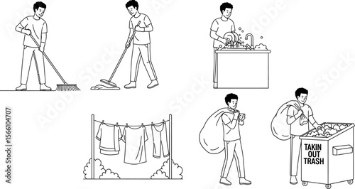 Cleaning chores and household tasks vector illustration for home keeping and maintenance services promotion vector illustration