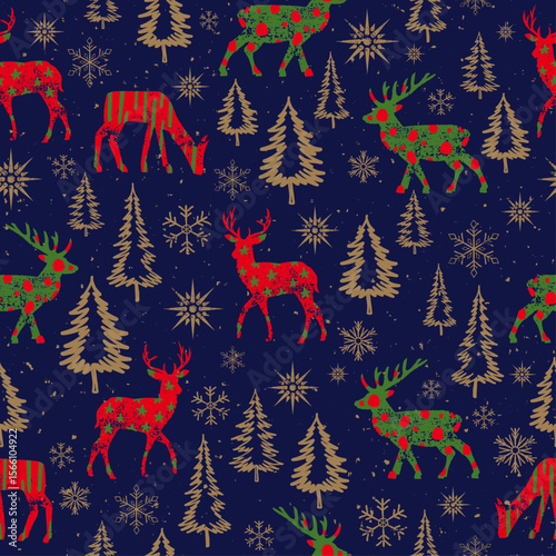 Festive Woodland Animals Repeat Vector Pattern 3