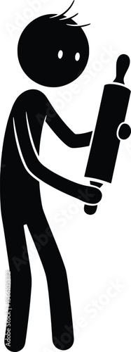 Stick Man Using Kitchen Tool in a Fun Vector Kitchen Illustration